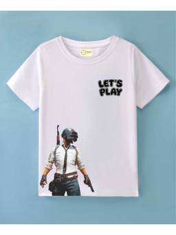 MALKIAT - Kids White Battle Ready Printed Cotton T-Shirt