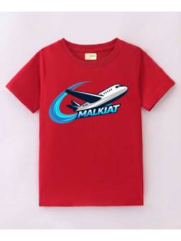 MALKIAT - Kids Red Jet Rush Printed Cotton T-Shirt