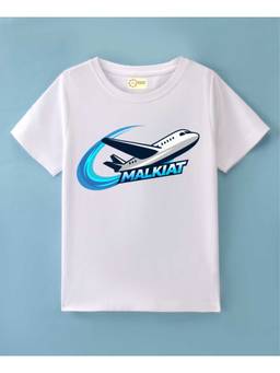 MALKIAT - Kids White Jet Rush Printed Cotton T-Shirt
