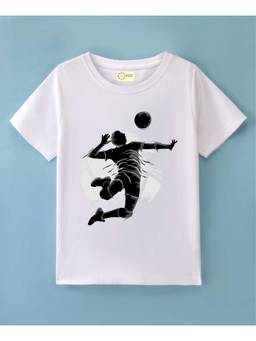 MALKIAT - Kids White Kick and Fly Printed Cotton T-Shirt