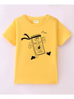 MALKIAT - Kids Yellow Run to the Beat Printed Cotton T-Shirt