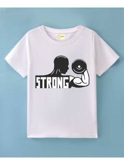 MALKIAT - Kids White Little Power Kid Printed Cotton T-Shirt