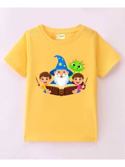 MALKIAT - Kids Yellow Spell and Play Printed Cotton T-Shirt