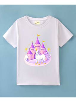 MALKIAT - Kids White Unicornia Dreams Printed Cotton T-Shirt