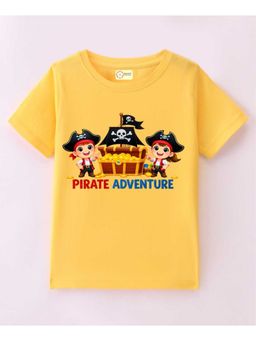 MALKIAT - Kids Yellow Pirate Fun and Gold Run Printed Cotton T-Shirt