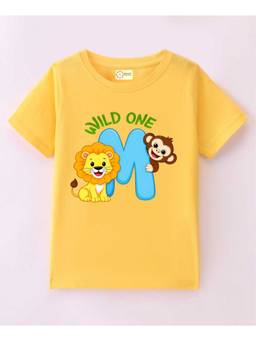 MALKIAT - Kids Yellow Little Lion Wild One Printed Cotton T-Shirt
