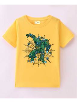 MALKIAT - Kids Yellow Web Warrior Kid Printed Cotton T-Shirt