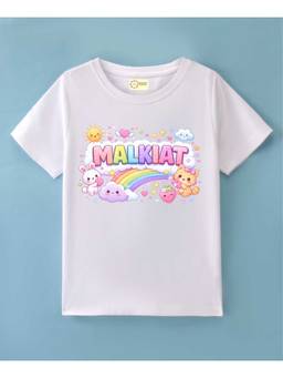 MALKIAT - Kids White Candy Rainbow Cuties Printed Cotton T-Shirt