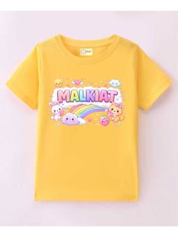 MALKIAT - Kids Yellow Candy Rainbow Cuties Printed Cotton T-Shirt