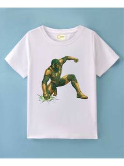 MALKIAT - Kids White SuperForce Kids Printed Cotton T-Shirt