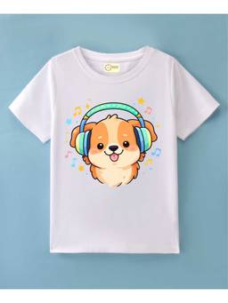 MALKIAT - Kids White Little DJ Penguin Printed Cotton T-Shirt