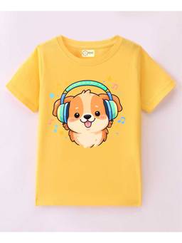 MALKIAT - Kids Yellow Little DJ Penguin Printed Cotton T-Shirt