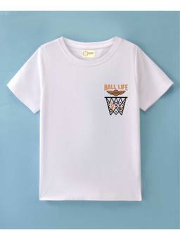 MALKIAT - Kids White Victory Net Graphic Printed Cotton T-Shirt
