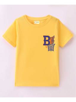 MALKIAT - Kids Yellow B-Star Court Printed Cotton T-Shirt