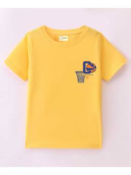 MALKIAT - Kids Yellow Crossover Printed Cotton T-Shirt