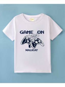 MALKIAT - Kids White GameMode Printed Cotton T-Shirt