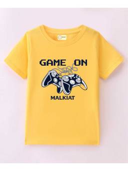 MALKIAT - Kids Yellow GameMode Printed Cotton T-Shirt