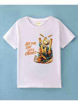 MALKIAT - Kids White SmashSix Printed Cotton T-Shirt