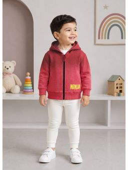 Bumzee - Coral Boys Full Sleeves Cotton Zipper Hoodie