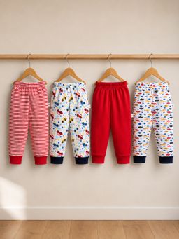 Bumzee - Multi-Color Cotton Regular Fit Mid Waist Pyjama (Pack of 4)