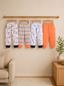 Bumzee - Multi-Color Cotton Regular Fit Mid Waist Pyjama (Pack of 4)