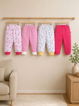 Bumzee - Multi-Color Cotton Regular Fit Mid Waist Pyjama (Pack of 4)