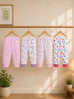 Bumzee - Multi-Color Cotton Regular Fit Mid Waist Pyjama (Pack of 4)