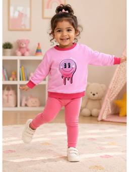 Bumzee - Pink Cotton Full Sleeves Round Neck Printed Sweatshirt
