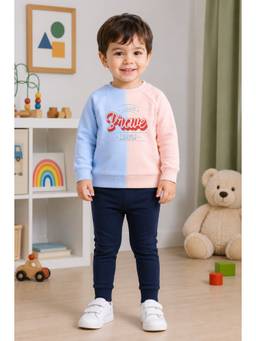 Bumzee - Multi-Color Cotton Raglan Sleeves Round Neck Ombre Sweatshirt