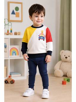 Bumzee - Multi-Color Cotton Full Sleeves Round Neck Colorblock Sweatshirt
