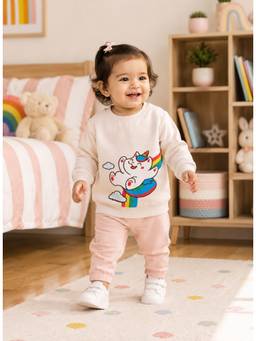 Bumzee - Cream Cotton Full Sleeves Round Neck Printed Sweatshirt