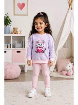 Bumzee - Lavender Cotton Full Sleeves Round Neck Printed Sweatshirt