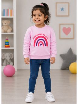 Bumzee - Pink Cotton Full Sleeves Round Neck Printed Sweatshirt