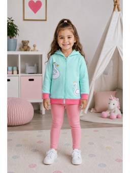 Bumzee - Green Cotton Full Sleeves Hooded Printed Hoodie