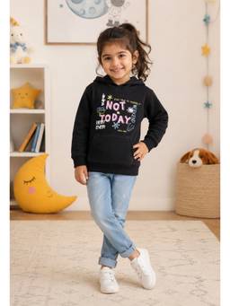 Bumzee - Black Fleece Full Sleeves Hooded Printed Hoodie