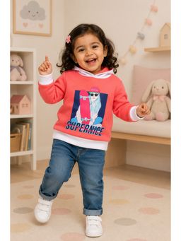 Bumzee - Coral Cotton Full Sleeves Hooded Printed Hoodie