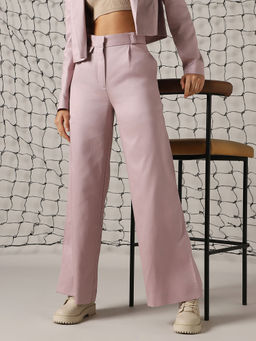 Hubberholme - Lavender Women Solid Wide Leg Trousers