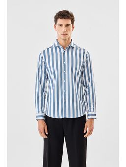 Snitch - Blue Stripes Full Sleeves Slim Formal Shirt