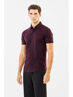 Snitch - Burgundy Solid Slim Casual Shirt