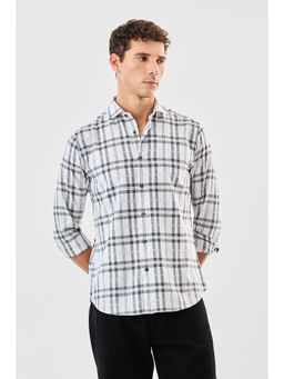 Snitch - White Checks Full Sleeves Slim Casual Shirt