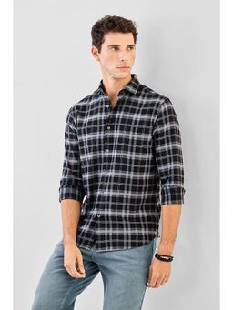 Snitch - Black Checks Full Sleeves Slim Casual Shirt
