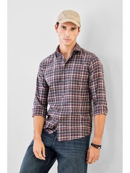 Snitch - Brown Checks Full Sleeves Slim Casual Shirt