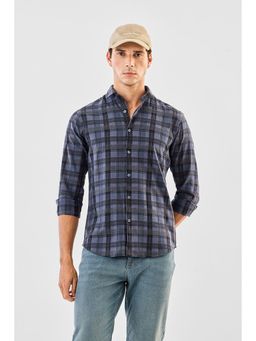 Snitch - Blue Checks Full Sleeves Slim Casual Shirt