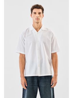 Snitch - White Solid Boxy Casual Shirt