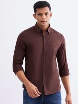 Spykar - Friar Brown Slim Fit Casual Shirt