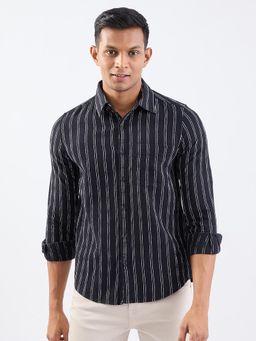 Spykar - Jet Black Slim Fit Casual Shirt