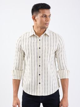 Spykar - Off White Slim Fit Casual Shirt