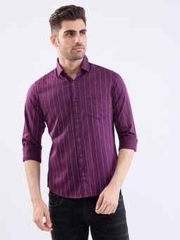 Spykar - Purple Slim Fit Casual Shirt