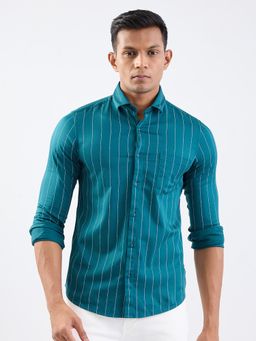 Spykar - Teal Slim Fit Casual Shirt