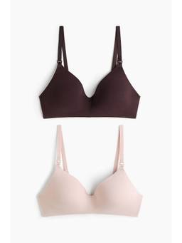 H&M - Women Multi-Color Mama 2-Pack Padded Cotton Nursing Bras